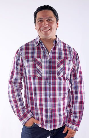 JOHAN | 100% Cotton Yarn-Dye Plaid - Long Sleeve Shirt