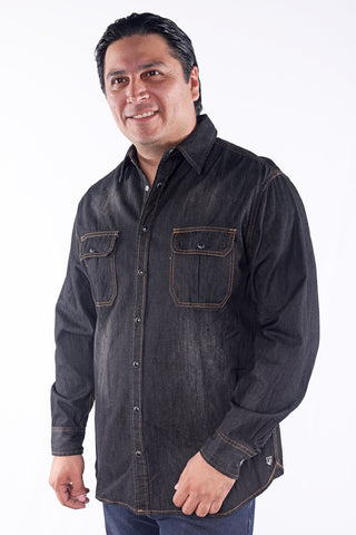 PARKER | 100% cotton black-washed denim shirt