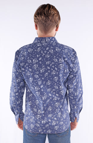 HOLDEN | 100% Cotton Indigo Floral Print Shirt