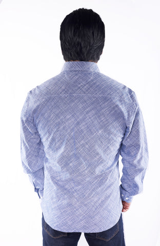 PALMER | 100% Cotton "Slub" Chambray Long Sleeve Shirt